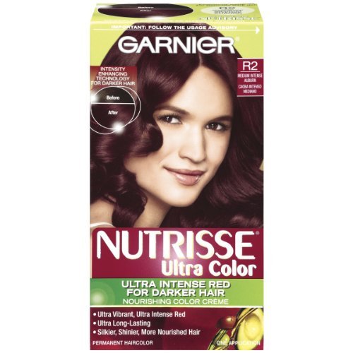 Garnier Hair Color Nutrisse Ultra Color Nourishing Creme, R2 Medium Intense Auburn (Goji Berry) Red Permanent Hair Dye, 1 Count (Packaging May Vary)