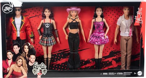 Barbie RBD Set of 5 Fashion Dolls with Roberta, Mia, Lupita, Diego & Giovanni in Removable Concert Looks, Band Collectible