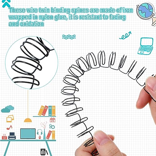 Chengu 20 Pcs Cinch Wire Binding Wire Twin Binding Spines Twin Loop Spines Double Ring Coil for Document Notebook File Making(9/16 Inch,Black)
