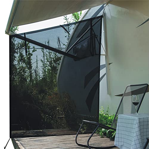 Dulepax RV Awning Shade Screen with Zipper 8'X19'3'' -Second Generation RV Awning Screen Significantly Improves Shadew and Privacy.Universal RV Awning Sun Shade Screen with Complete Kits