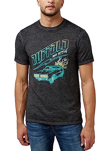 Buffalo David Bitton Men's Short Sleeve Crew Neck Graphic Tee, Charcoal S23