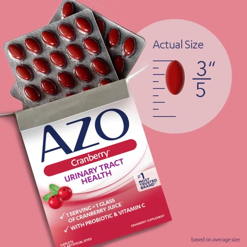 AZO Cranberry Urinary Tract Health Supplement, 1 Serving = 1 Glass of Cranberry Juice, Sugar Free Cranberry Pills, 50 Count