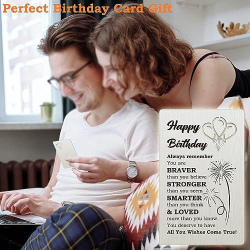 CINRLLA Engraved Wallet Card Birthday Gifts for Men, Happy Birthday Card for Him Her, Birthday Card Gifts for Boys Girls, WCB01