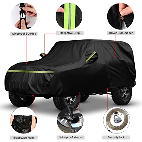 Waterproof Car Covers Replace for 1999-2025 Ford Focus Sedan, 6 Layers All Weather Custom-fit Car Cover with Zipper Door & Windproof Bands for Snow Rain Dust Hail Protection (Sedan)