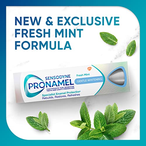 Sensodyne Pronamel Gentle Teeth Whitening Enamel Toothpaste for Sensitive Teeth, to Reharden and Strengthen Enamel, Amazon Exclusive, Fresh Mint - 4 Ounces (Pack of 4)