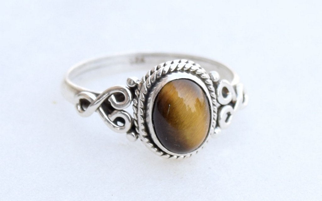 Tiger Eye Stone Ring 925 Sterling Silver Statement Ring For Women Handmade Rings Gemstone Christmas Promise Ring Size US 11 Gift For Her