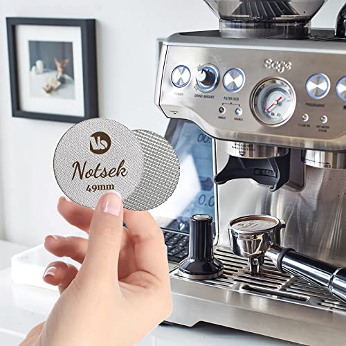 NOTSEK 49mm Puck Screen, Espresso Puck Screen for 49mm Portafilter, with Acrylic Storage Box, Resuable 1.7mm Thickness 150μm, 316L Stainless Steel, Coffee Filter Screen for Breville Espresso Machine