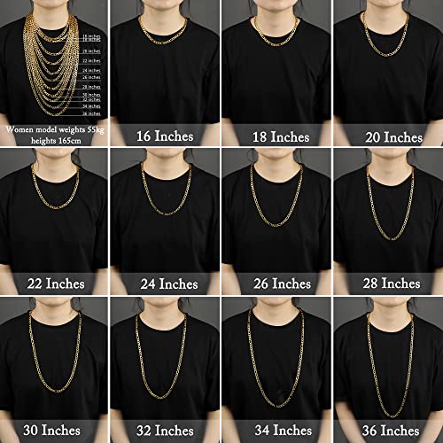 Monily Chain Necklace for Men 7.5MM 32 Inches Stainless Steel Figaro Link Chain for Women Mens