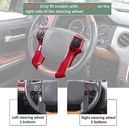 JDMCAR Steering Wheel Moulding Chrome Cover Trim Compatible with Tacoma Accessories 2016-2023, 4Runner 2010-2024,Tundra 2014-2021 (Red, 3+2 Hole)