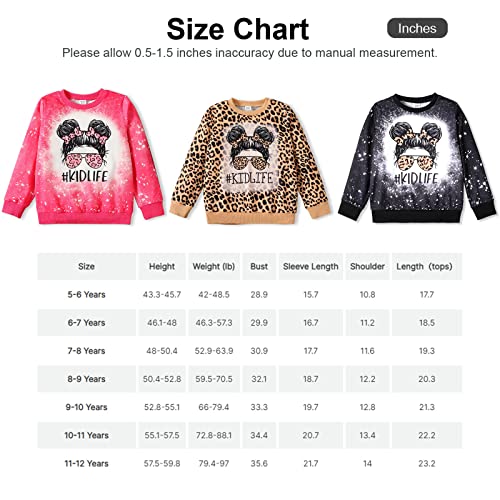 PATPAT Girls Fall Crewneck Black Sweatshirt Graphic Pullover Long Sleeve Shirts Toddler Kids Cute Sweatshirts For Teen Girls 3-4 Years