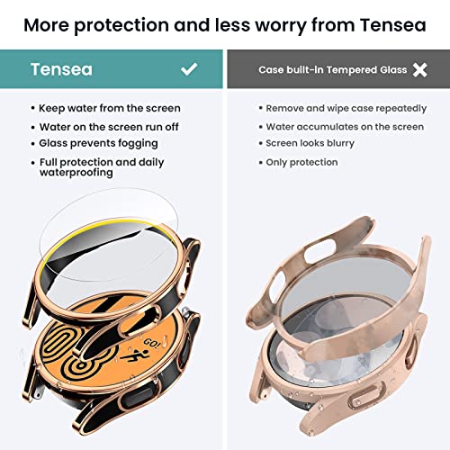 Tensea [4+4Pcs] for Samsung Galaxy Watch 4 2021 & 5 2022 Screen Protector and Case 40mm, Hard PC Bumper and Anti-Fog Tempered Glass Protective Film, Face Cover Set for Watch4 Watch5 40 mm Accessories