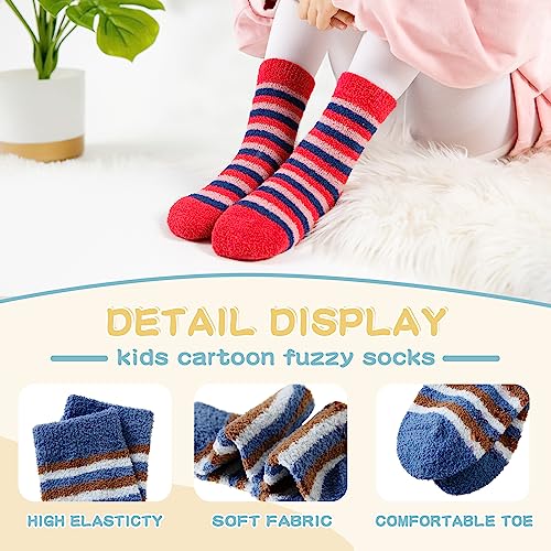 Velice Kids Fuzzy Socks with Grips Toddler Boys Girls Non Slip Slipper Socks Soft Cozy Fluffy Winter Warm Socks 6 Pairs(Unicorn,1-3T)