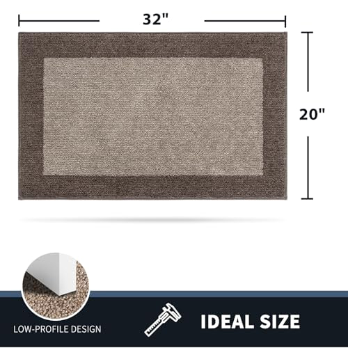 PURRUGS Dirt Trapper Door Mat 24" x 36", Non-Slip/Skid Machine Washable Entryway Rug, Shoes Scraper, Throw Rug, Super Absorbent Area Rug for Muddy Wet Shoes and Paws, Beige & Grayish Brown