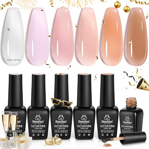 beetles Brown Gel Nail Polish Set Nude Gel Polish Nail Set 6 Colors Sandstorm Collection Peach Brown Natural Manicure Kit Soak Off Uv Led Lamp Needed for Women Gift Diy Home