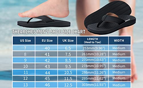 Thearches Men's Beach Sandals Flip Flop, Quick-Dry Arch Support Flip Flops Slides, Orthotic Supportive Sandal for Plantar Fasciitis, Flat Feet, Heel Pain All-Day Comfort Walk
