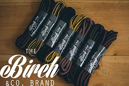 Birch 1/5" Thick Tough and Heavy Duty Round Boot Laces for Boots and Hiking Shoes. (45"(115cm)-S, Black/Brown)