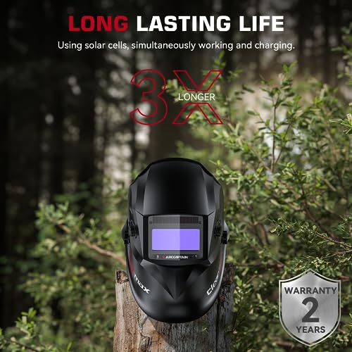 ARCCAPTAIN True Color Welding Helmet, 4 Arc Sensor Auto Darkening Welding Hood, Solar Powered Welding Mask, 1/1/1/1 Top Optical Clarity Welder Helmet, Wide Shade 4/9-13 for TIG MIG ARC