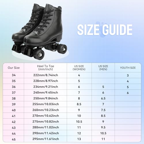 XUDREZ Roller Skate Shoes for Women Men PU Leather High-top Double-Row Roller Skates for Beginner, Professional Indoor Outdoor Roller Skates with Shoes Bag (Black Wheel,37)