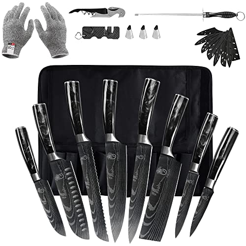 FULLHI Knife Set, 14pcs Japanese Knife Set, Premium German Stainless Steel Kitchen Knife Set