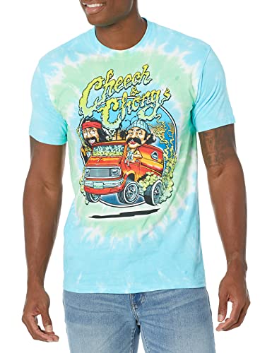 Liquid Blue unisex adult Cheech and Chong Smokin' Ride Tie Dye Short Sleeve T-shirt T Shirt, Multi Colored Tie Dye, Medium US