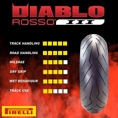 Pirelli Diablo Rosso III Motorcycle Tire Set: 120/60 ZR 17 M/C Front & 150/60 ZR 17 M/C TL Rear- High Performance, Durable for Sport/Street Bikes (2 Pack)
