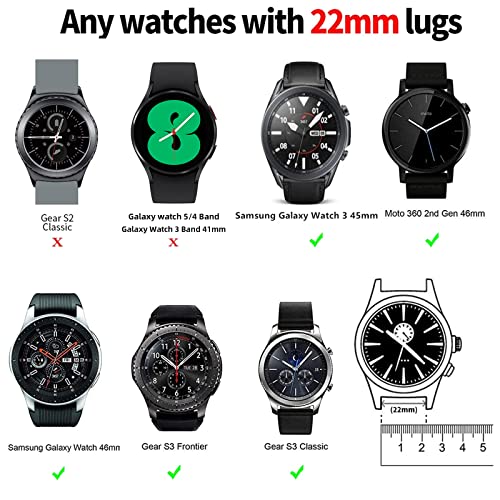 Lerobo Compatible for Samsung Galaxy Watch 46mm Bands/Galaxy Watch 3 45mm Band/Gear S3 Frontier, Classic Watch Bands,22mm Soft Silicone Breathable Watch Strap Wristband for Men Women,(Gray/White)