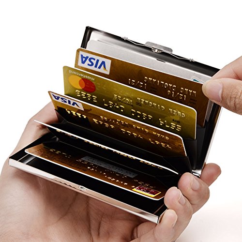 EASTNIGHTS Credit Card Holder Stainless Steel Credit Card Case Metal ID Card Holder RFID Wallets Business Card Holder for Women or Men