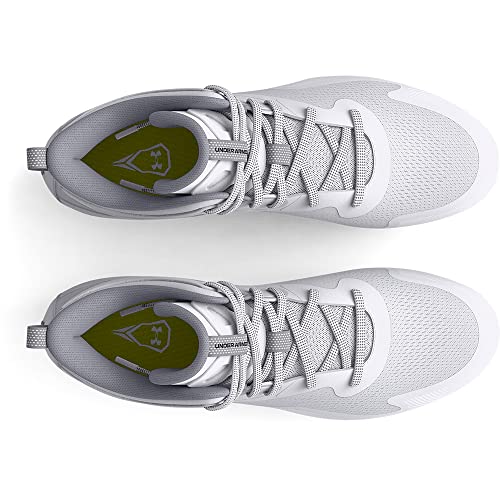 Under Armour Men's Command Mid Lacrosse MT TPU Cleat, (100) White/White/White, 13
