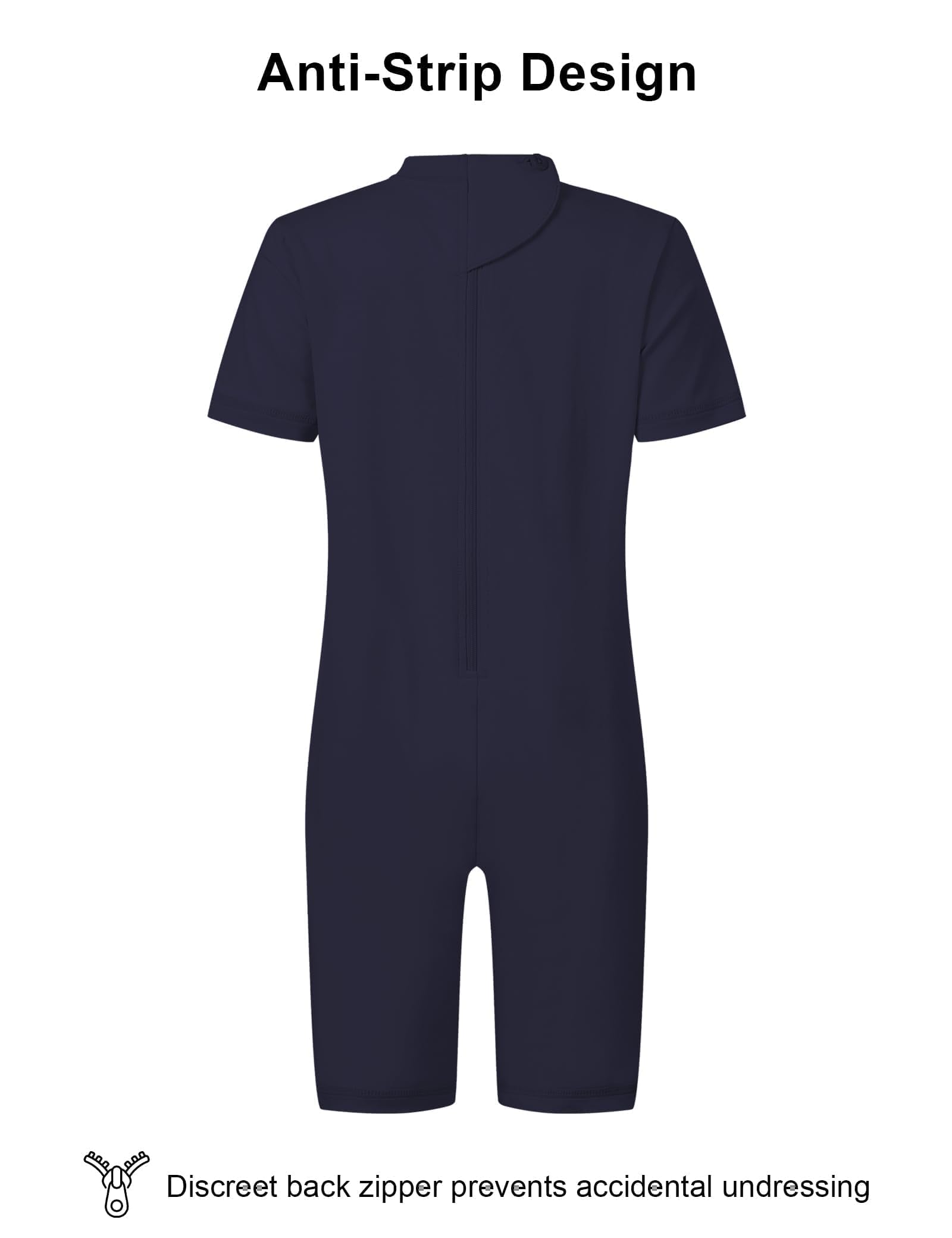 SPOFOR Kids Adaptive Sensory Jumpsuit for Autism SPD Anti-Strip Romper with Back YKK Zipper