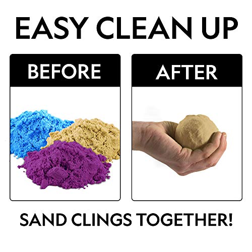 NATIONAL GEOGRAPHIC 6 Lb. Play Sand Combo Pack - 2 Lbs. Each of Blue, Purple and Natural Sand with Castle Molds - A Fun No Mess Sensory Activity, Kids Fake Sand Play Set (Amazon Exclusive)