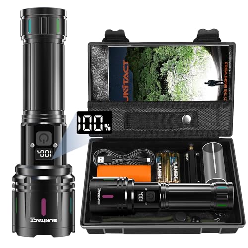 Flashlights High Lumens, Sunitact Flashlight LED Rechargeable, 980000 Lumens XHM90.2 Super Bright Flashlight, Flash Light Battery Powered, Powerful Handheld Flashlight for Home Emergency Hiking Gift