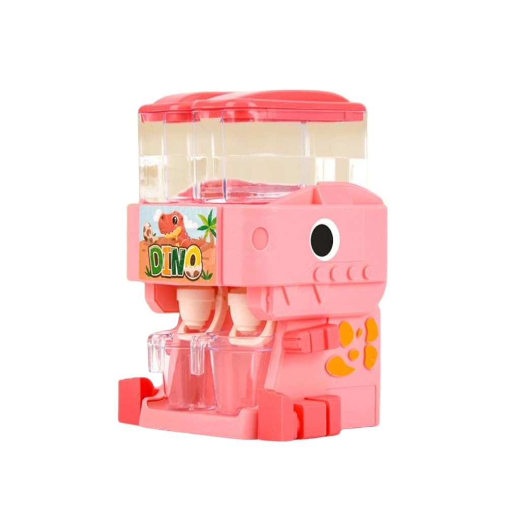 RMISODO Mini Water Dispenser for Kids Adorable Dinosaur Water Machine Kids, Double Water Outlet Drinking Water Fountains Toys for Kids (Pink)