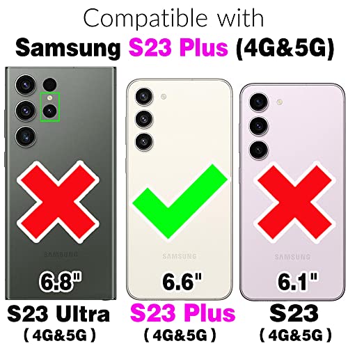 Asuwish Phone Case for Samsung Galaxy S23 Plus S23+ 5G Clear Cell Cover with Tempered Glass Screen Protector and Slim Magnetic Ring Holder Stand S23plus 23S + S 23 23+ SM-S916U 6.6 inch Women Men Pink