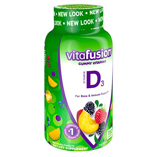 Vitafusion Vitamin D3 Gummy Vitamins for Bone and Immune System Support, Peach, Blackberry and Strawberry Flavored, 50 mcg Vitamin D, 75 Day Supply, 150 Count