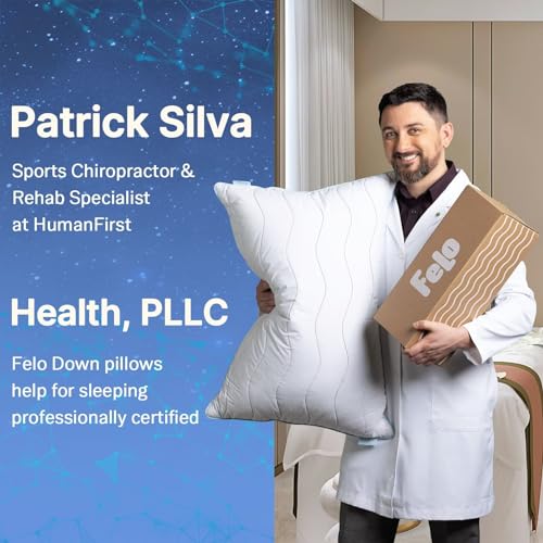 felo Feather Down Pillow Queen Size, CloudFusion Goose Down Pillow for Sleeping, Hotel Collection Bed Pillow for Side Back Pain Sleepers (20" x 30")