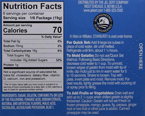 Starburst Gelatin – Blue Raspberry, 3.91 Ounce Box (Pack of 12)