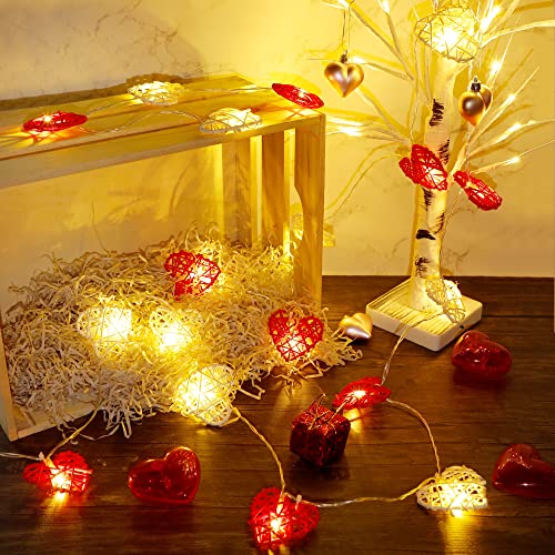 Happy Trees Valentine String Lights, 10 FT 20 LED Heart Shape String Light, Romantic Fairy Lights Battery Operated Timer, Valentine Decor for Indoor Outdoor Wedding Anniversary Holiday Party