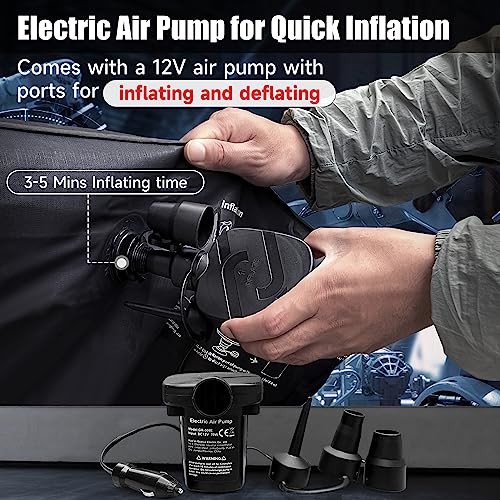 DikaSun Car Air Mattress, Inflatable SUV Truck Air Mattress Back Seat Camping Bed Thickened Car Sleeping Pad for Travel, Car Bed SUV Mattress with Car Air Pump 2 Pillows