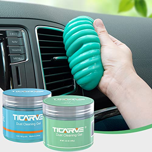 TICARVE 2Pack Cleaning Gel for Car Putty Car Slime Cleaning Car Detail Putty Tools Car Interior Cleaner Automotive Car Cleaning Kits Keyboard Cleaner Blue Green (320g/11.2oz)