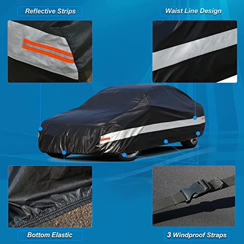 Holthly 10 Layer SUV Car Cover Waterproof All Weather for SUV,100% Waterproof Outdoor Car Covers Rain Snow UV Dust Protection. Custom Fit for BMW X3, Audi Q5,Jeep Wrangler, Chevy Equinox,etc Silver
