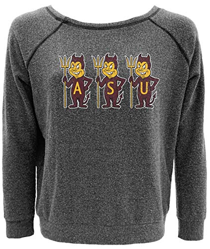 Reserve Collection by Blue 84 NCAA Arizona State Sun Devils Womens 3/4 Raglan Sleeve Vault Hacci Fabric Tee, Arizona State Sun Devils Black, Large