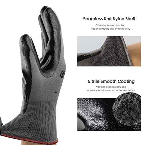 ANDANDA 120 Pairs Work Gloves, Smart Touch, 3D Comfort Stretch Fit, Nitrile Coated Work Gloves with Grip, Seamless Knit Nylon Work Gloves Men Suitable for Warehousing, Logistics, Handling, Black（M）