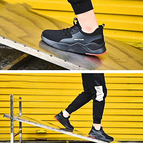 Steel Toe Shoes Men Waterproof Lightweight Work Sneakers Safety Athletic Alloy Roofing Construction Composite Indestructible Warehouse Tennis Zapatos de Trabajo para Hombres seguridad Acero Black