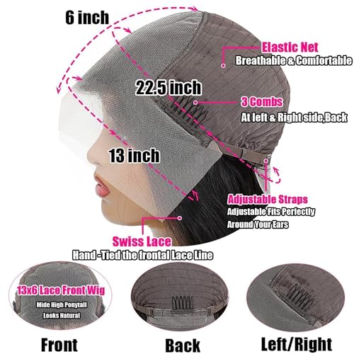 PIOGH Body Wave Lace Front Wigs Human Hair 180% Density Body Wave 13x6 HD Lace Frontal Wigs Human Hair Brazilian Virgin Human Hair Wigs for Women Glueless Pre Plucked with Baby Hair 20 Inch