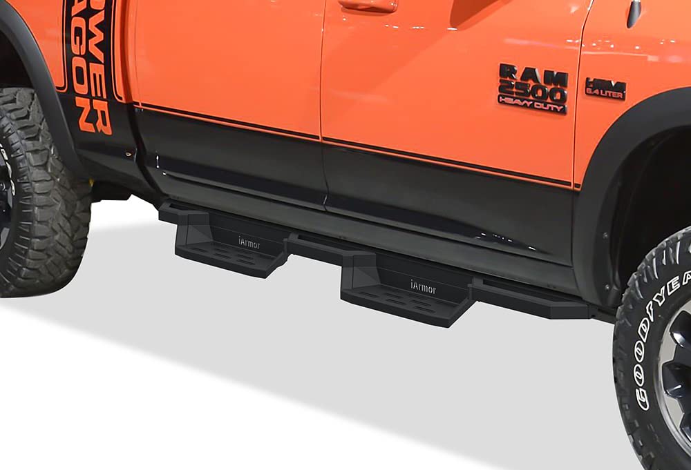 APS Stainless Steel 6.5in Nerf Bars Pocket Steps Square Tube Rocker Guards Compatible with Dodge Ram 1500 2500 3500 Crew Cab 09-18