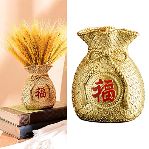 Gazechimp Novelty Flower Vase Planter Pot Money Bag Shape Fortune for Office Flower Arrangements, Gold