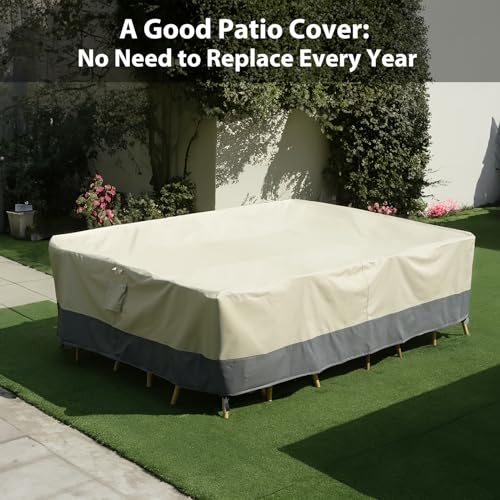 Rectangular Patio Dining Table Cover Waterproof Heavy Duty, 74"x54"x28" Outdoor Patio Furniture Cover/ Waterproof UV Snow Resistant