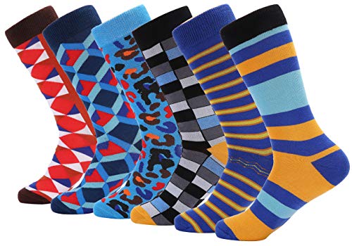 Mio Marino Men's Dress Socks - Colorful Funky Socks for Men - Smart Ensemble - 6 Pack - Sock Size: 10-13