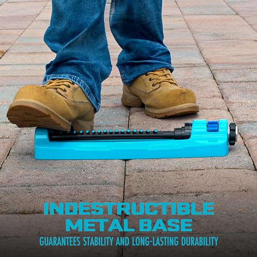 Aqua Joe SJI-OMS16 Indestructible Metal Base Oscillating Sprinkler with Adjustable Spray, 3600-Square Foot Coverage