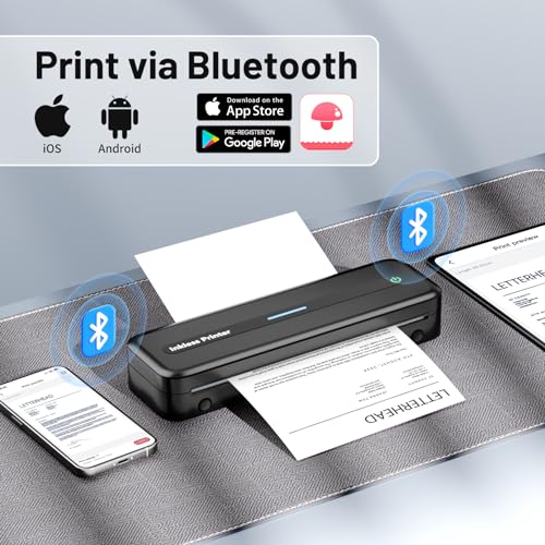 Portable Printer Wireless for Travel,M832 Bluetooth Printer Support 8.5" X 11" US Letter, Inkless Thermal Compact Printer Compatible with Android and iOS Phone & Laptop